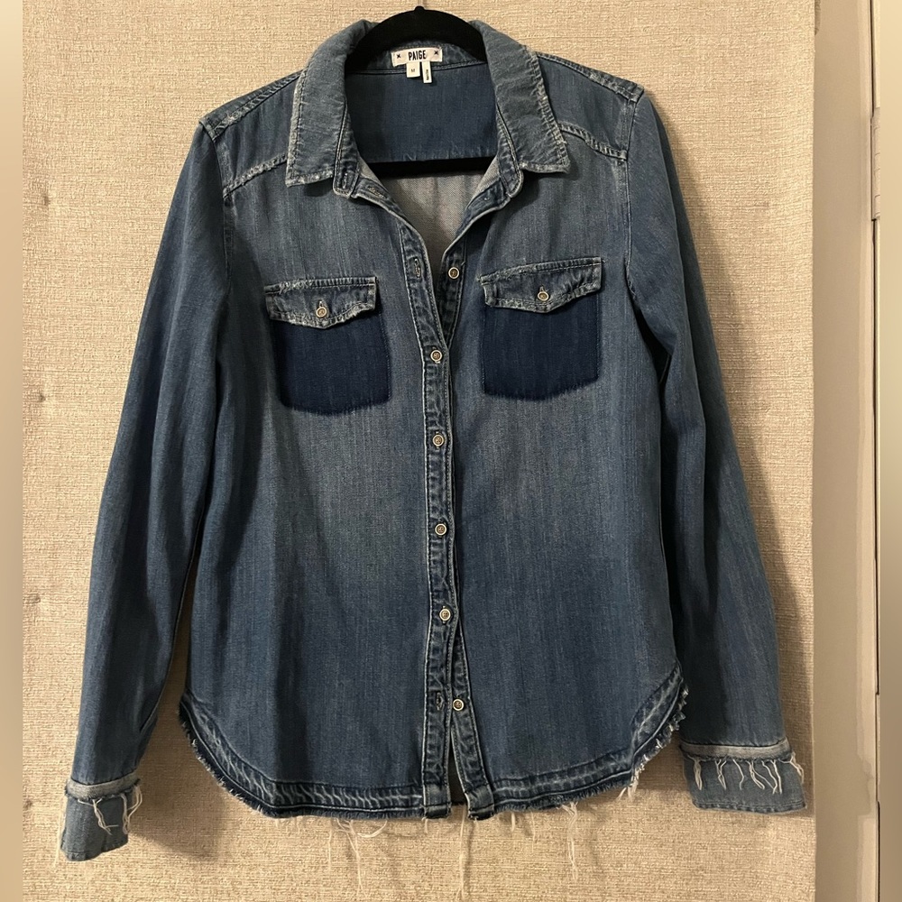 Paige denim distressed shirt - size medium